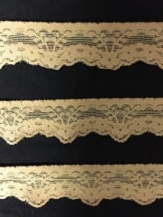 Lace Floral Scalloped Stretch Trim- Light Camel SY189 LTCML