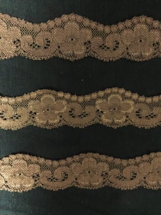 Lace Floral Scalloped Stretch Trimming- Brown SY193 BR