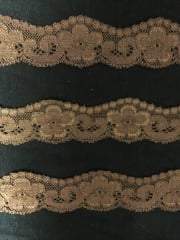 Lace Floral Scalloped Stretch Trimming- Brown SY193 BR