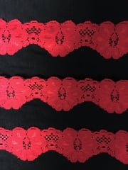 Lace Floral Scalloped Trim- Red SY187 RD