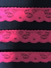 Lace Floral Stretch Trim- Cerise Pink SY182 CRS