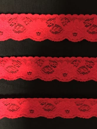 Lace Floral Trim- Crimson Red SY183 RD
