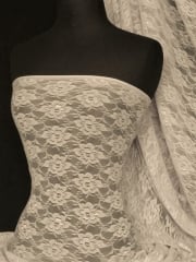 Lace Flower 4 Way Stretch Fabric- Stone Q936 STN