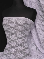 Lace Flower Stretch Shimmer Fabric- Pastel Lilac Q936 PLLC SL
