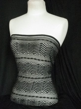 Lace Knitted 4 Way Stretch Zig-Zag Fabric- Black SQ4 BK
