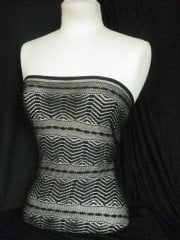 Lace Knitted 4 Way Stretch Zig-Zag Fabric- Black SQ4 BK