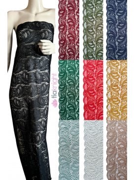 Lace Paisley Scalloped 4 Way Stretch Dressmaking Fabric- SQ839