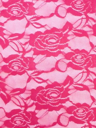 Lace Rose Flower Stretch Fabric- Cerise Pink Q963 CRS