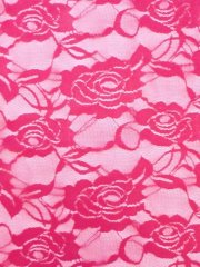 Lace Rose Flower Stretch Fabric- Cerise Pink Q963 CRS