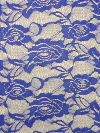 Lace Rose Flower Stretch Fabric- Royal Blue Q963 RBL