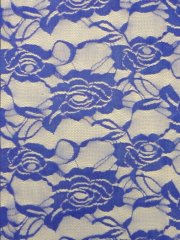 Lace Rose Flower Stretch Fabric- Royal Blue Q963 RBL