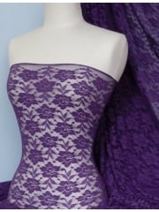 Lace Roses Stretch Fabric- Dark Purple Q365 PPL
