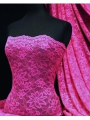 Lace Scalloped Flower 4 Way Stretch Fabric- Fuchsia Q891 FUCH