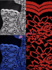 Lace Scalloped Lycra 4 Way Stretch Fabric- Rose Q1170