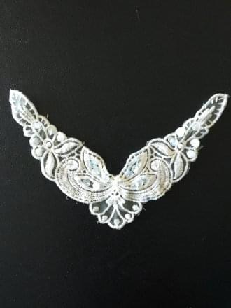 Lace Sequin Neck Piece- Cream EM133 CRM