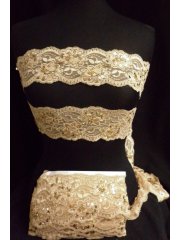 Lace Sequin Stretchy Trim- Gold Sand SY161