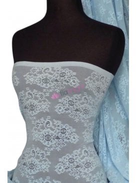 Lace Stretch Floral Fabric- Blue Antique Q505 BL