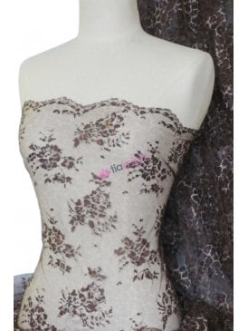 Leopard Non-Stretch Flounce Scalloped Rigid Lace- Brown Q333 BR