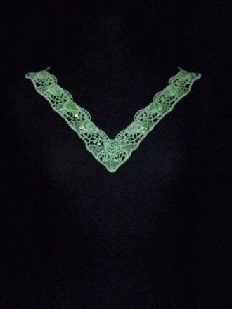 Lime Green Beaded Floral Lace V-Neck Piece