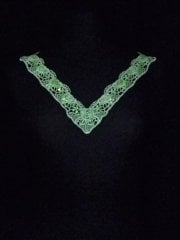 Lime Green Beaded Floral Lace V-Neck Piece