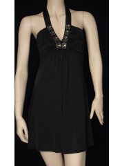 Little Black Embellished Halter-Neck Dress