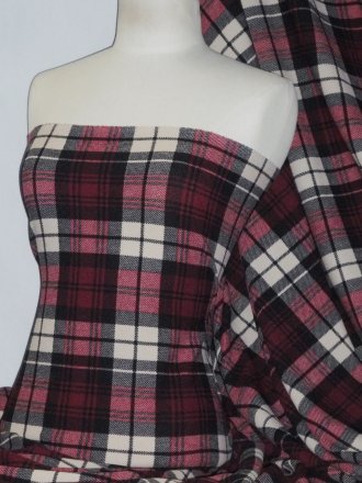 Liverpool Check Stretch Knitwear Fabric- Red/Black Tartan Q1309 RDBK