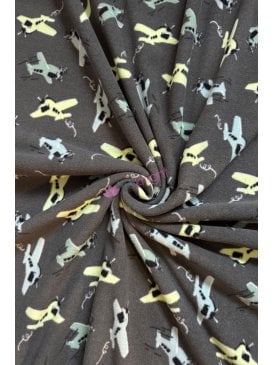 Loungewear Fleece Light-Weight Stretch Fabric- Airplanes SQ911 GRMLT