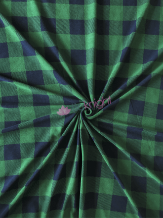 Loungewear Fleece Light-Weight Stretch Fabric- Bottle Green Checks SQ454 BTGR