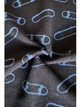 Loungewear Fleece Light-Weight Stretch Fabric- Skateboards SQ984 BKBL