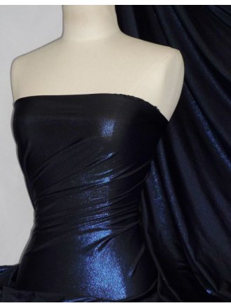 Lucci Fog Foil Stretch Jersey Fabric- Black Royal Blue Q926 BKRBL