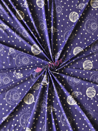 Luxe Heavy Matt Lycra 4 Way Stretch Fabric- Celestial Moon & Stars SQ642 INK