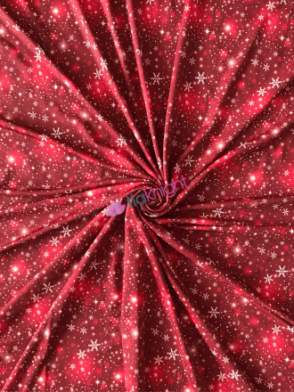 Luxe Heavy Matt Lycra 4 Way Stretch Fabric- Red Snowflakes SQ640 RD