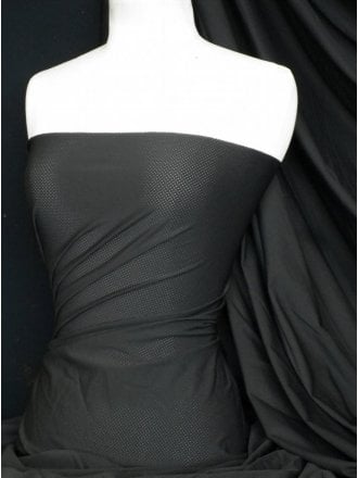 Lycra Airtex Mesh 4 Way Stretch Sportswear Fabric By The Metre- Black Q1334 BLK