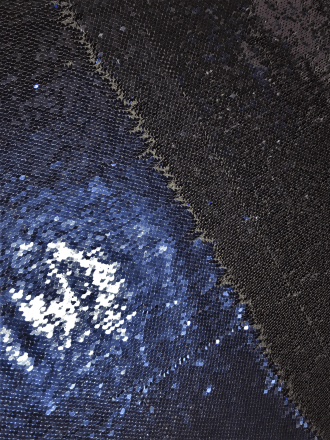 Magical Mermaid Reversible Sequins Stretch Fabric All Over Stitched Heavy- Blue SEQ68 BL