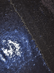 Magical Mermaid Reversible Sequins Stretch Fabric All Over Stitched Heavy- Blue SEQ68 BL