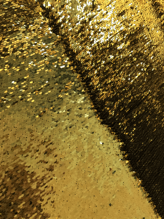 Magical Mermaid Reversible Sequins Stretch Fabric All Over Stitched Heavy- Yellow SEQ68 YL