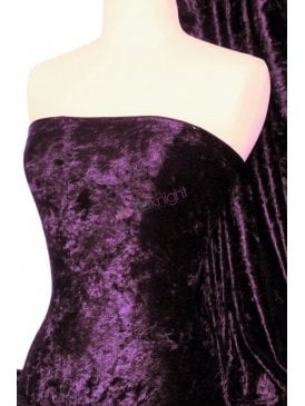 Marble Texture Velvet Lycra 4 Way Stretch Fabric- Aubergine Q172 AUB