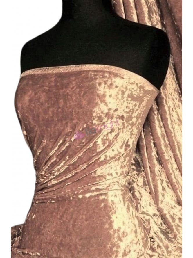 Marble Texture Velvet Lycra 4 Way Stretch Fabric- Cocoa Blush Q172 CBLSH