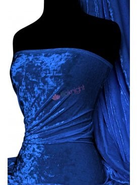 Marble Texture Velvet Lycra 4 Way Stretch Fabric- Electric Blue Q172 ELCBL