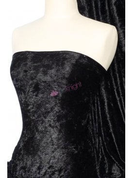 Marble Texture Velvet Lycra 4 Way Stretch Fabric- Jet Black Q172 BK