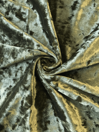 Marble Texture Velvet Lycra 4 Way Stretch Fabric- Khaki Green Q172 KH