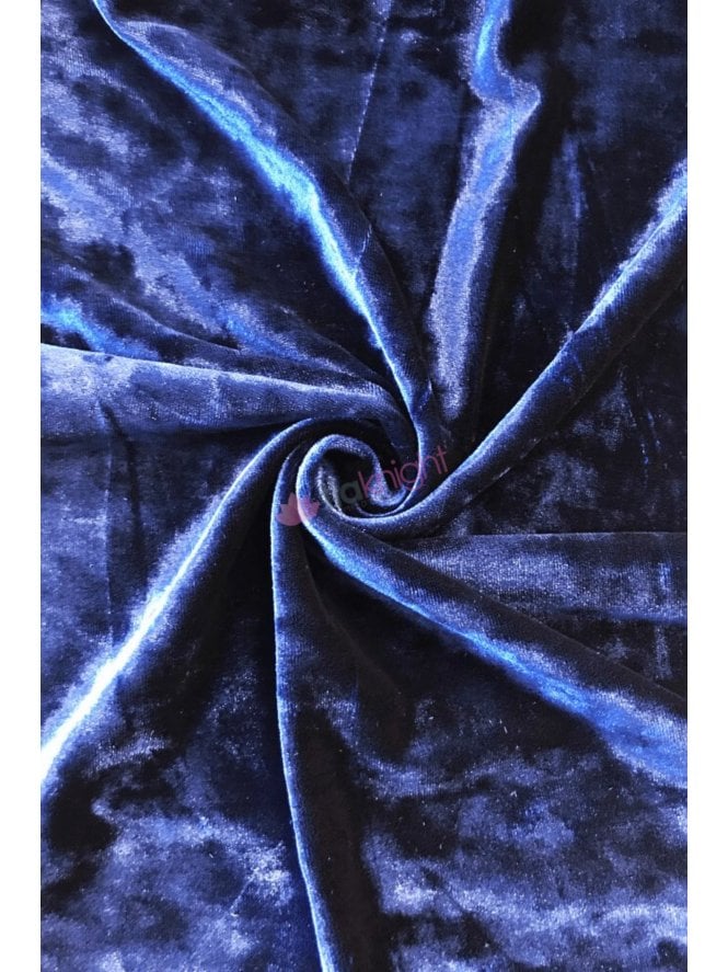 Marble Texture Velvet Lycra 4 Way Stretch Fabric- Navy Q172 NY