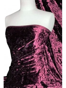 Marble Texture Velvet Lycra 4 Way Stretch Fabric- Plum Q172 PLM