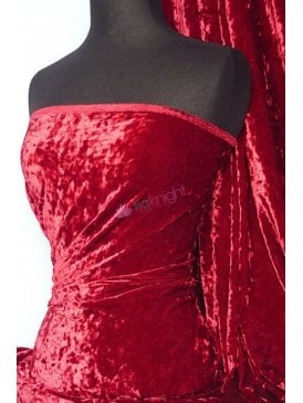 Marble Texture Velvet Lycra 4 Way Stretch Fabric- Red Q172 RD