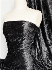 Marble Texture Velvet Lycra Stretch Fabric- Black SQ388 BK