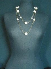 Matt Gold Pearl Beaded Necklace