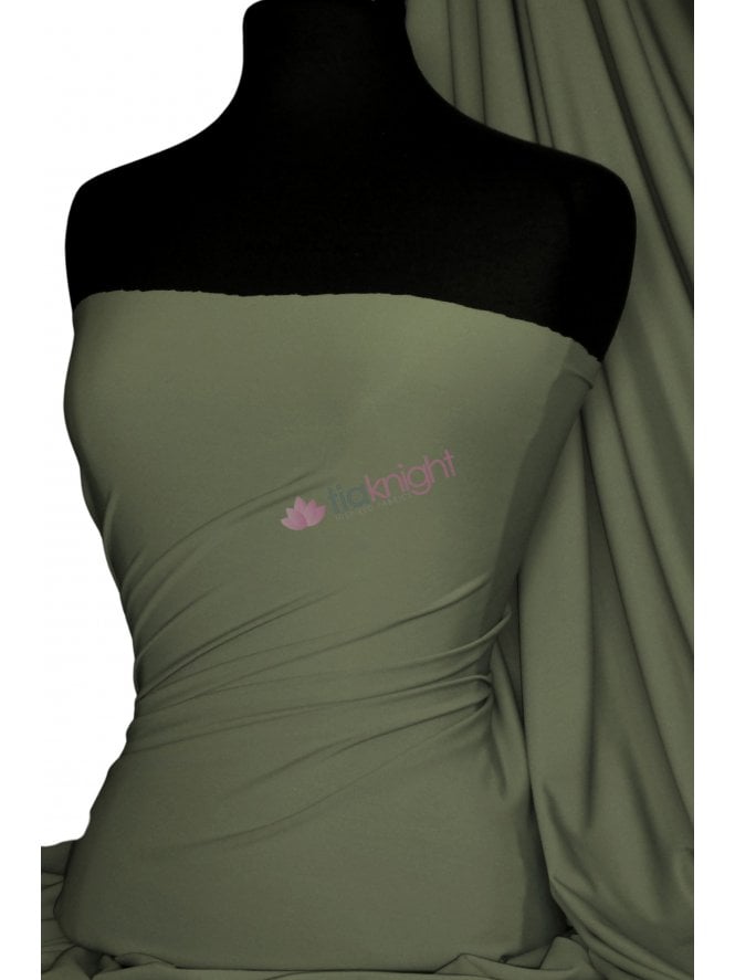Matt Lycra 4 Way Stretch Fabric- Khaki Green Q56 KH