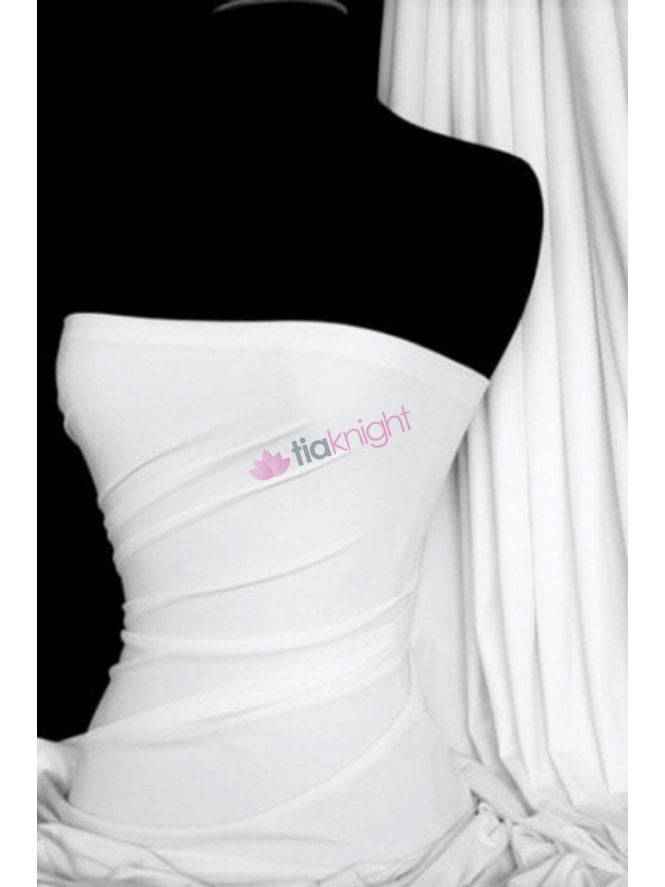 Matt Lycra 4 Way Stretch Fabric- White Q56 WHT