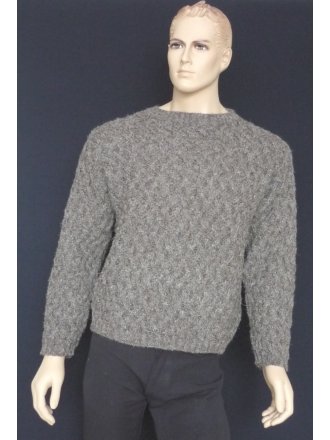 MEN'S 100% Pure Wool Rope Jumper- Grey (CV7) GR