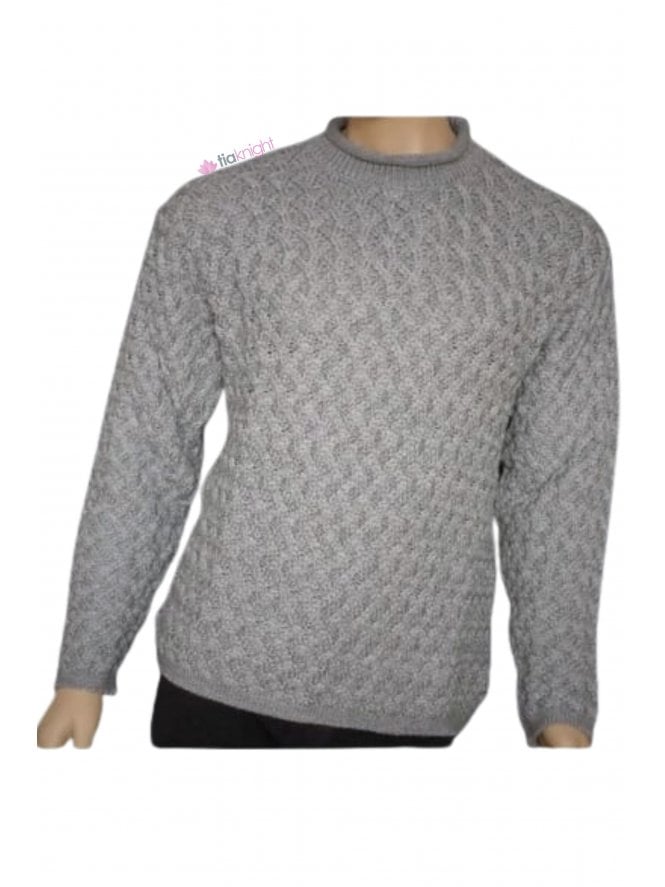 MEN'S Grey Basket Weave Jumper- CV6 GRY